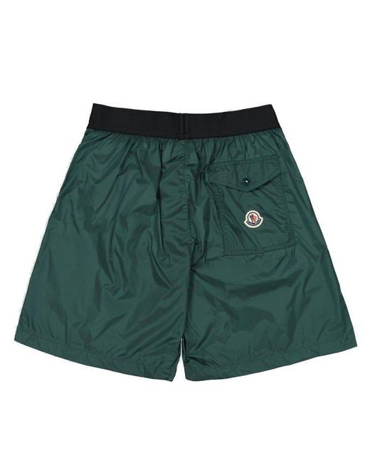 Moncler Green Logo Waistband Swim Shorts for men