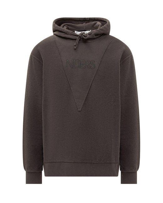 J.W. Anderson Brown Logo Embroidered Drawstring Hoodie for men