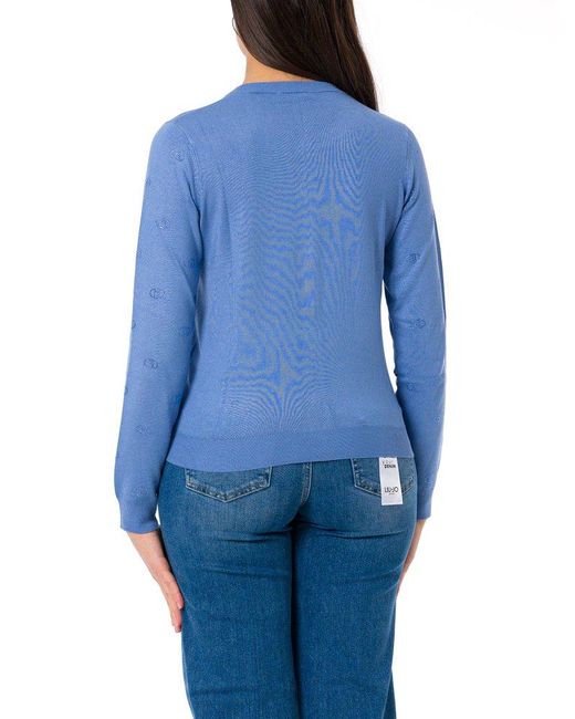 Liu Jo Blue Logo-embellished Button-up Cardigan