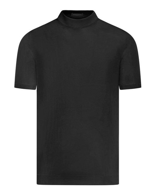 Roberto Collina Black Mock-neck Knit T-shirt for men
