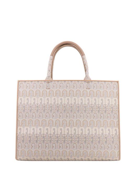 Furla stripe-detail Leather Tote Bag - Farfetch