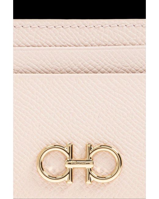 Ferragamo Pink Gancini Plaque Card Holder