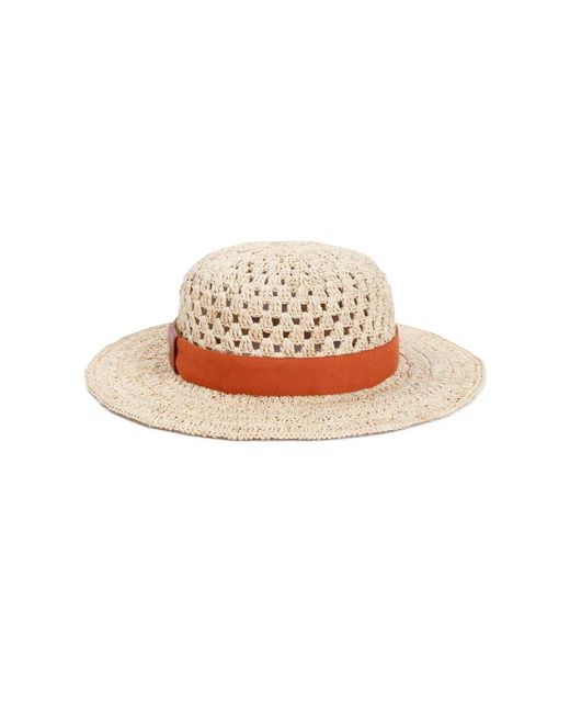 Chloé Multicolor Straw Beige Raffia Crochet Hat
