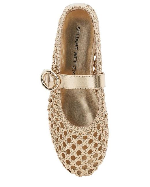 Stuart Weitzman Metallic The Maryjane Perforated Designed Ballerinas