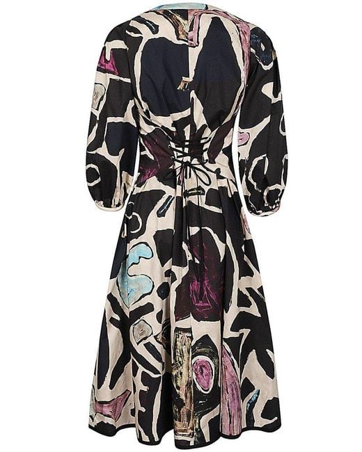Weekend by Maxmara Black All-over Patterned Midi Dress