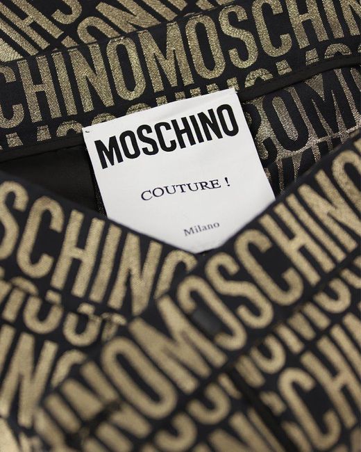 Moschino Gray Metallic Logo-jacquard Straight-leg Trousers