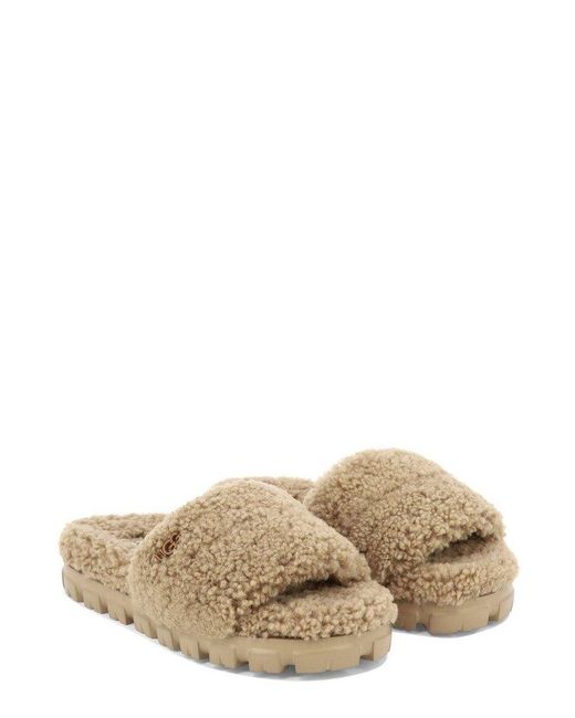 Ugg Brown Maxi Curly Scuffetta Slip-On Slides