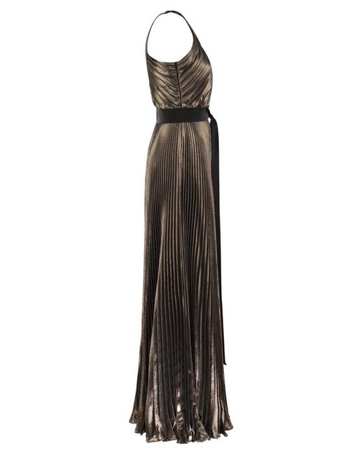 Max Mara Black Franz Silk Lamé One Shoulder Dress