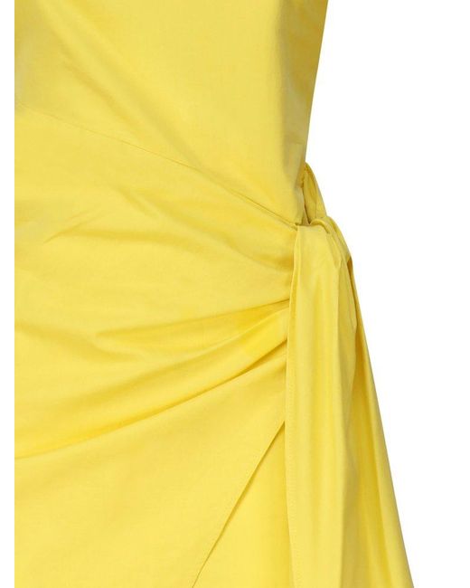 Pinko Yellow Acallide Sleeveless Wrap Midi Dress