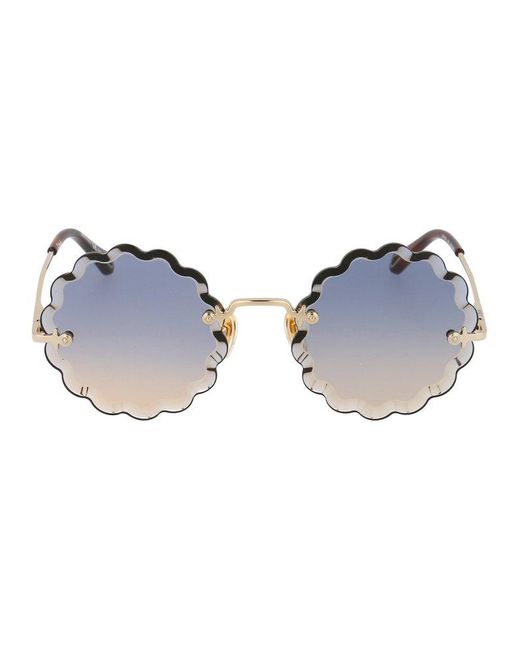 Chloé Blue Round Scalloped Frame Sunglasses
