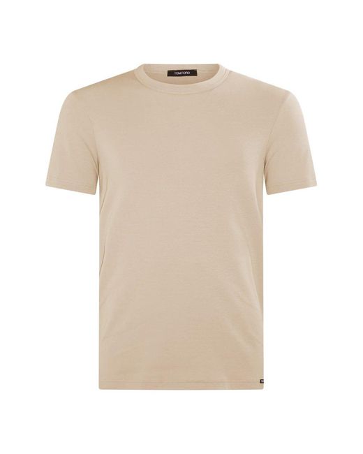 Tom Ford Natural Beige Cotton Blend T-shirt for men