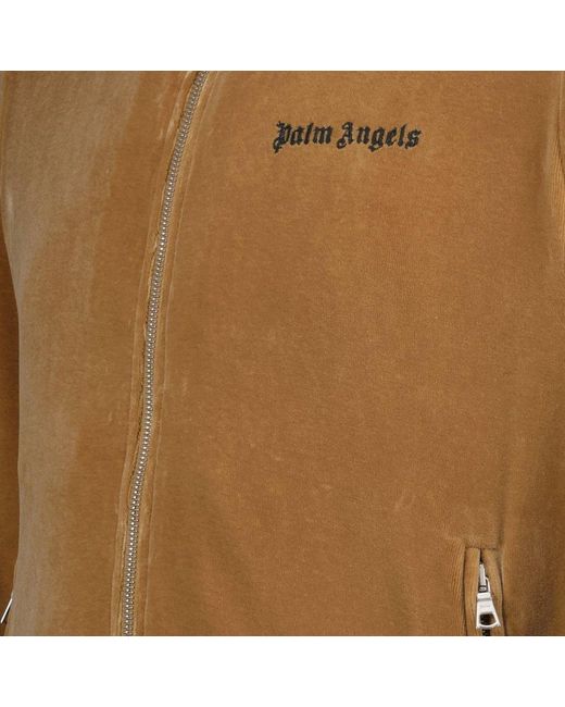 Palm Angels Brown Logo Printed Zipped Track Jacket for men