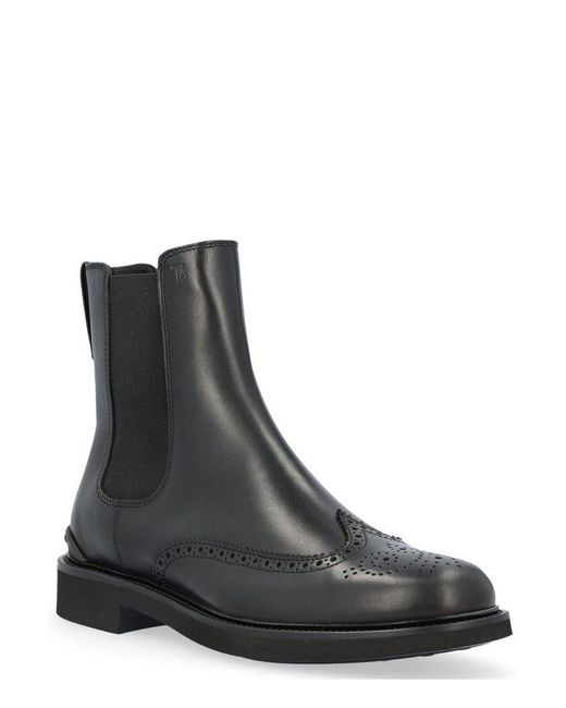 Tod's Black Logo Embossed Ankle Boots for men