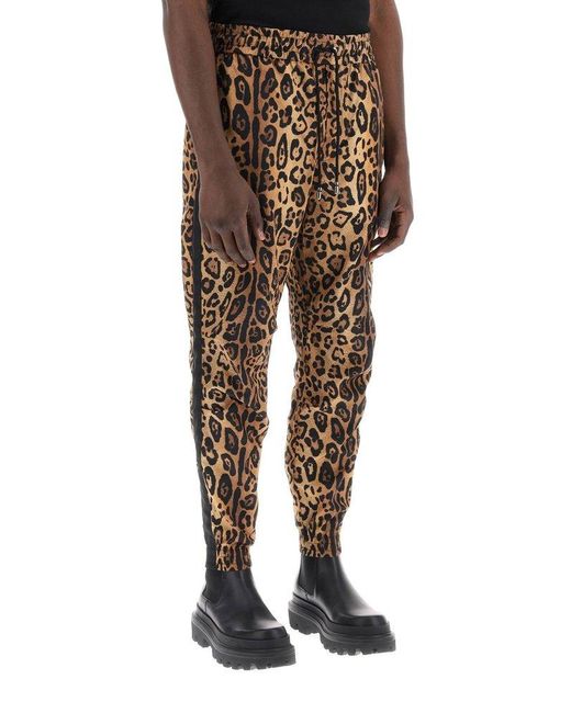Dolce & Gabbana Multicolor Leopard Printed Drawstring Pants for men