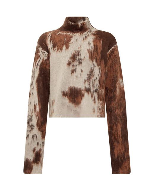 high neck printed sweater