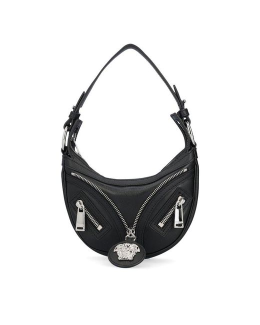 Versace Black Repeat Zip-detailed Small Hobo Bag