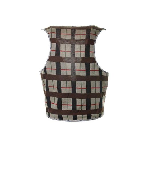 Vivienne Westwood Gray V-neck Buttoned Checked Vest for men