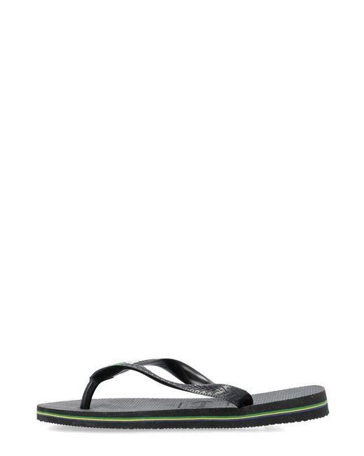 Havaianas Black Brasil Logo Thong Sandals