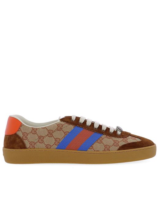 Gucci Brown, Orange And Blue Original GG And Suede Web Sneakers for men
