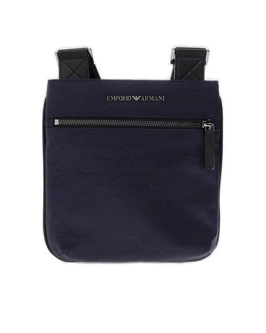 Emporio Armani Blue Shoulder Bag With Logo for men