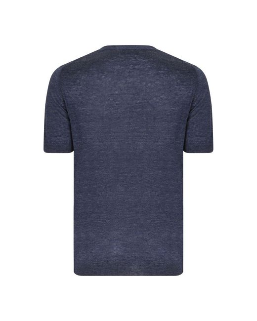 SAPIO Blue Short Sleeved Crewneck Knitted Top for men