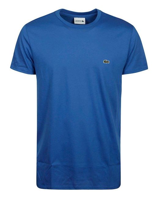 Lacoste Blue Logo-embroidered Crewneck T-shirt for men
