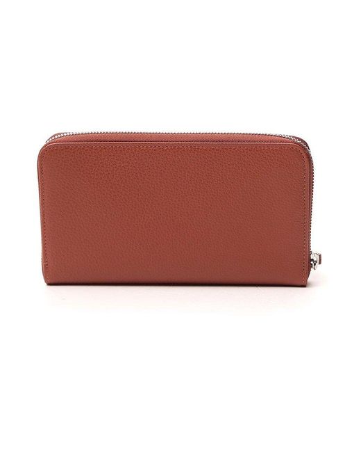Longchamp Red Zipped Continental Wallet