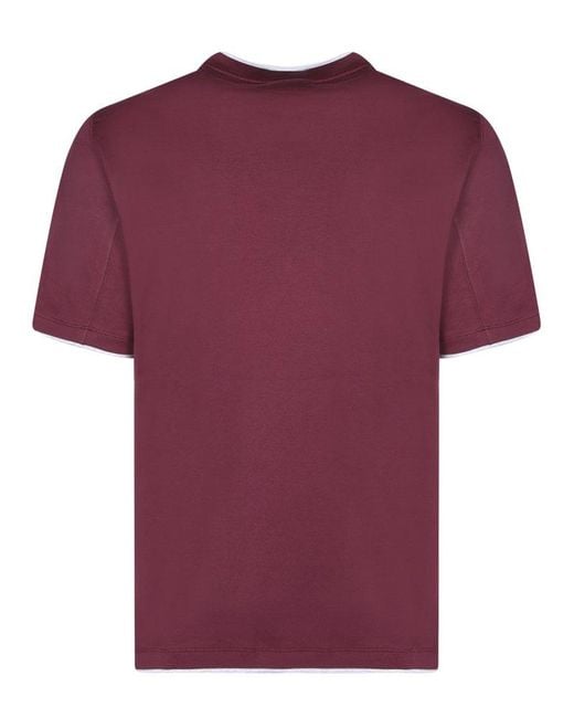 Brunello Cucinelli Purple Contrasting Edges T-Shirt for men