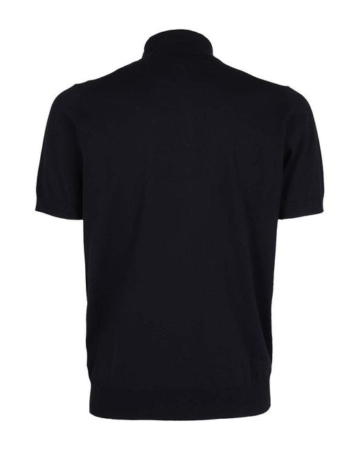 Paolo Pecora Black Short Sleeved Polo Shirt for men