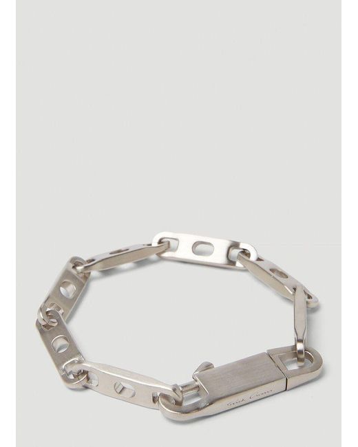 Rick Owens Metallic Logo Engraved Chain-linked Bracelet for men