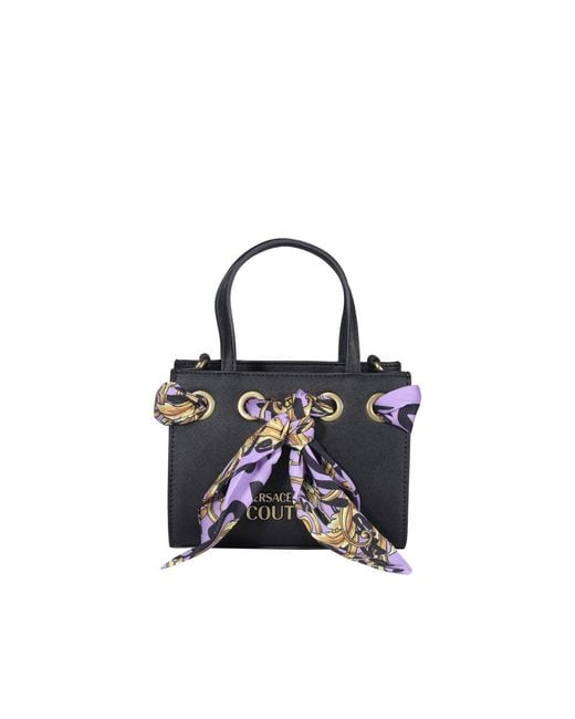 Versace Jeans Black Logo Handbag With Garland Couturei Foulard