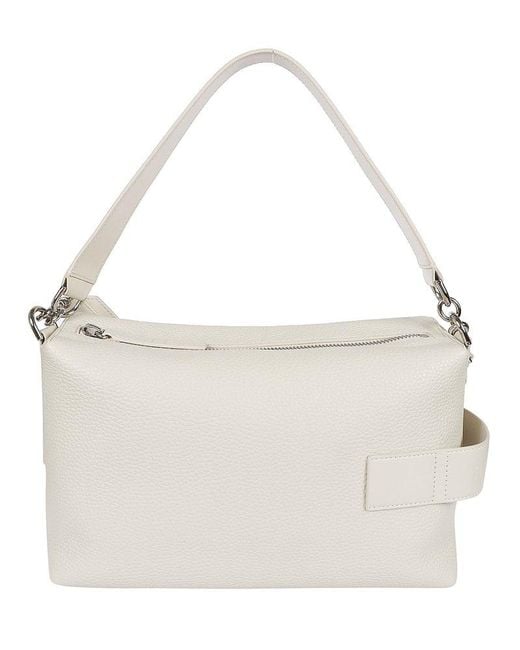 Hogan White Script Bauletto Zip-up Shoulder Bag