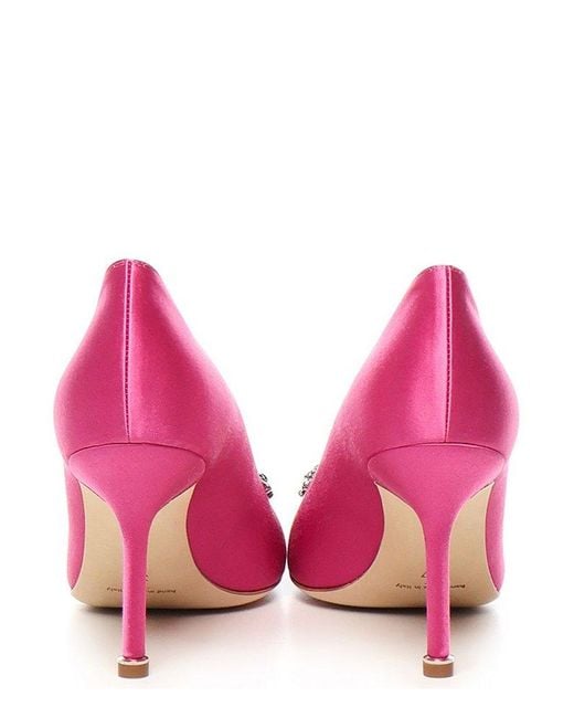 Manolo Blahnik Pink Hangisi Pointed-Toe Pumps