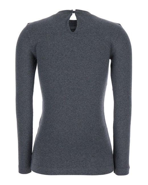 Brunello Cucinelli Blue Embellished Knitted Jumper