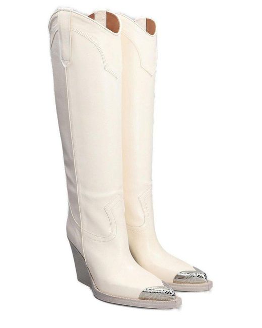 Paris Texas White El Dorado Pointed Toe Knee-high Boots