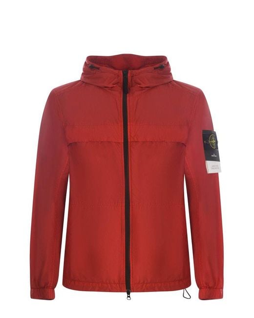 Stone Island Red Logo Patch Sleeved Jacket for men