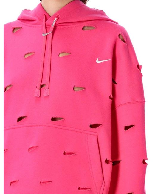 Nike Pink Cut-out Detailed Drawstring Hoodie