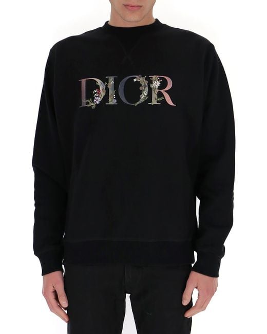 Dior Black Flower Logo Oversized Sweatshirt for men