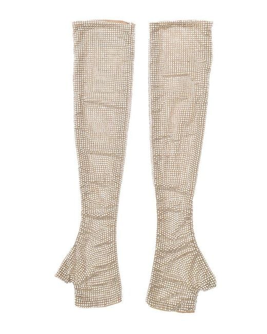 GIUSEPPE DI MORABITO White Embellished Fingerless Mesh Gloves