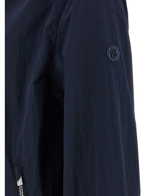 Boss Blue Crinkle Effect Water-repellent Jacket for men