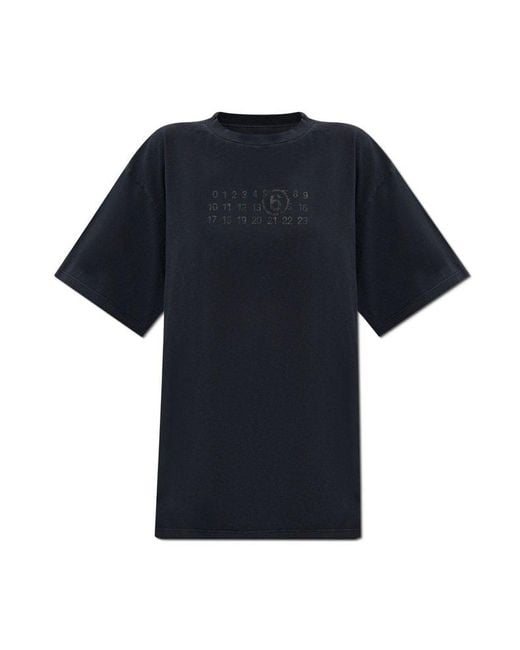 MM6 by Maison Martin Margiela Black T-Shirt With Printed Logo