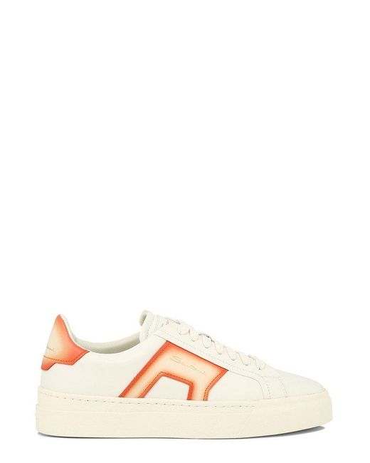 Santoni Pink Double Buckle Low-Top Sneakers
