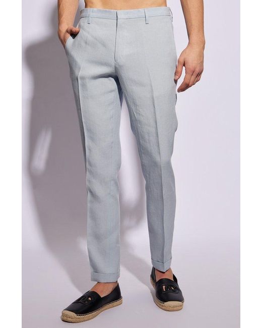 Paul Smith Gray Linen Pleat-front Trousers, for men