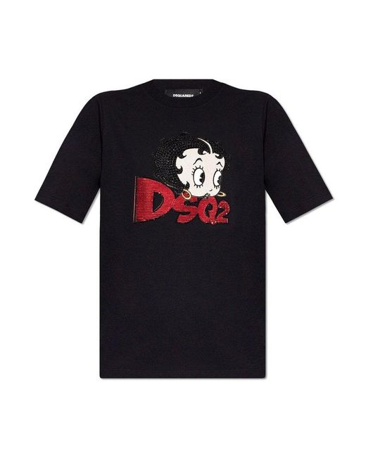 DSquared² Black Cotton T-shirt,