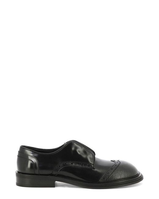 Ferragamo Black Round Toe Derby Shoes for men