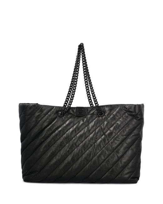 Balenciaga Black Carry All Crush Leather Tote