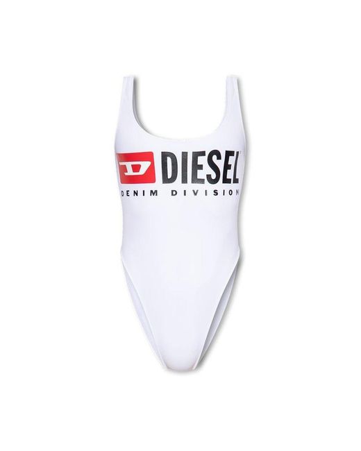 DIESEL White Logo-print Swimsuit