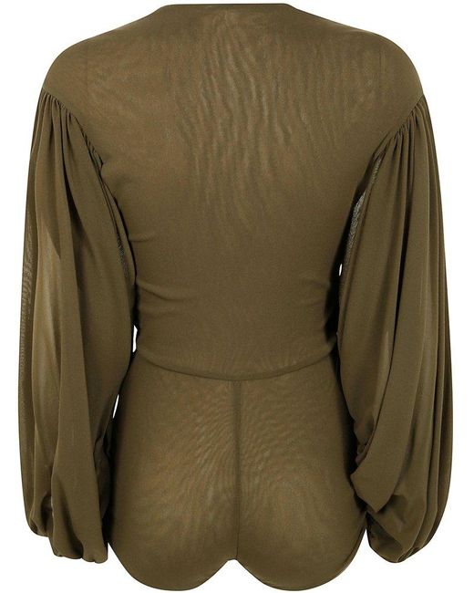 Philosophy Di Lorenzo Serafini Green Wide Sleeves Bodysuit