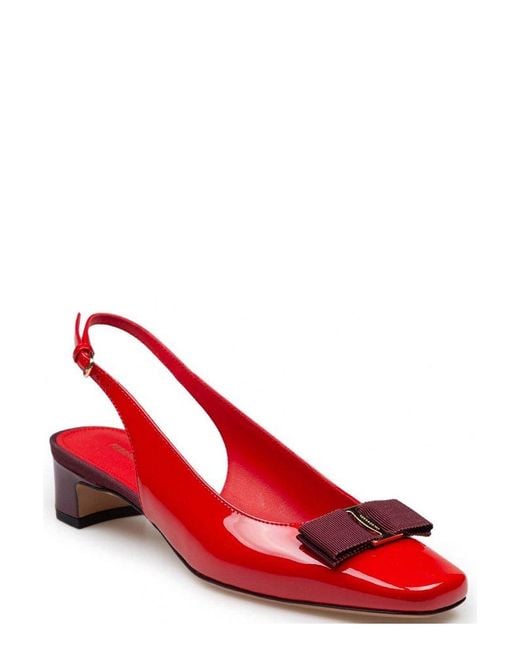 Ferragamo Red Bow Vara Slingback Pumps
