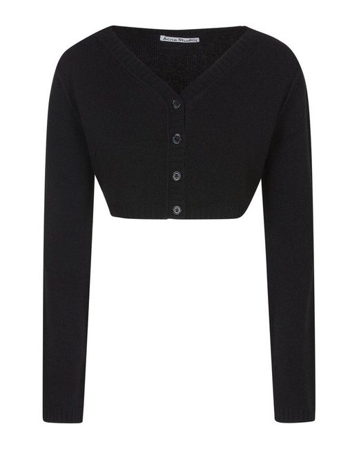 Acne Black Cropped Buttoned Sweater